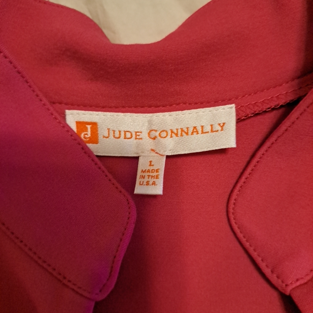 Jude Connally Kate Ponte V-Neck Stand Collar Bracelet Sleeve Pink Dress L EUC - Picture 7 of 10